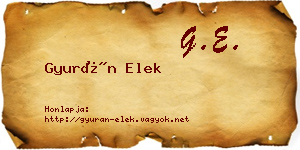 Gyurán Elek névjegykártya